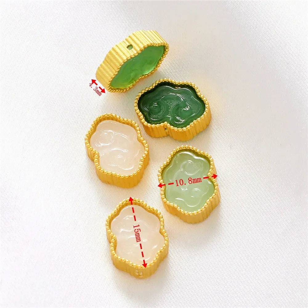 Matte Gold Color Ancient Gold Jade Auspicious Cloud Ruyi Lock Gold Bead Transfer Bead DIY Bracelet Necklace String Accessories