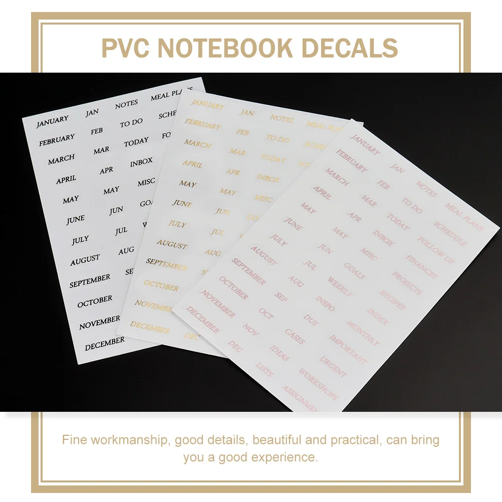 

8 Sheets Hot Stamping Sticker Planner Date Stickers Scrapbook Decals Academic Aesthetic for Letter Month Tabs Monthly Kid