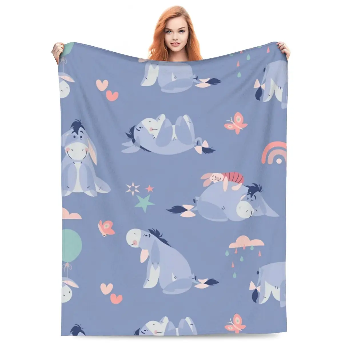 Eeyore Collages Blanket Eeyore Collages Super Warm Aesthetic Plush Throw Blanket For Home Decor Flannel Bedspread Bed Cover