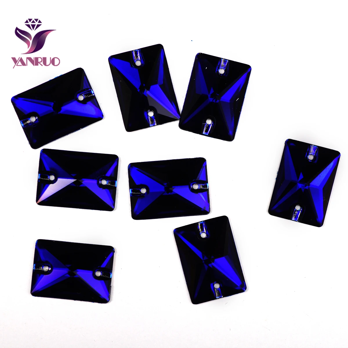 YANRUO 3250 Rectangle Cobalt Blue Sew on Stones Big Crystals DIY Craft Stones Green For Sewing Bright Diamond