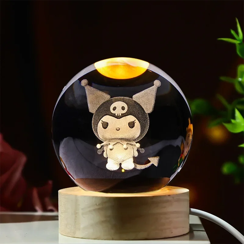 Hot 6cm Anime Cartoon Disney Stitch 3D Crystal Ball Lilo & Stitch Crystal Planet Night Light Laser Carving Children\'s Gifts Toys