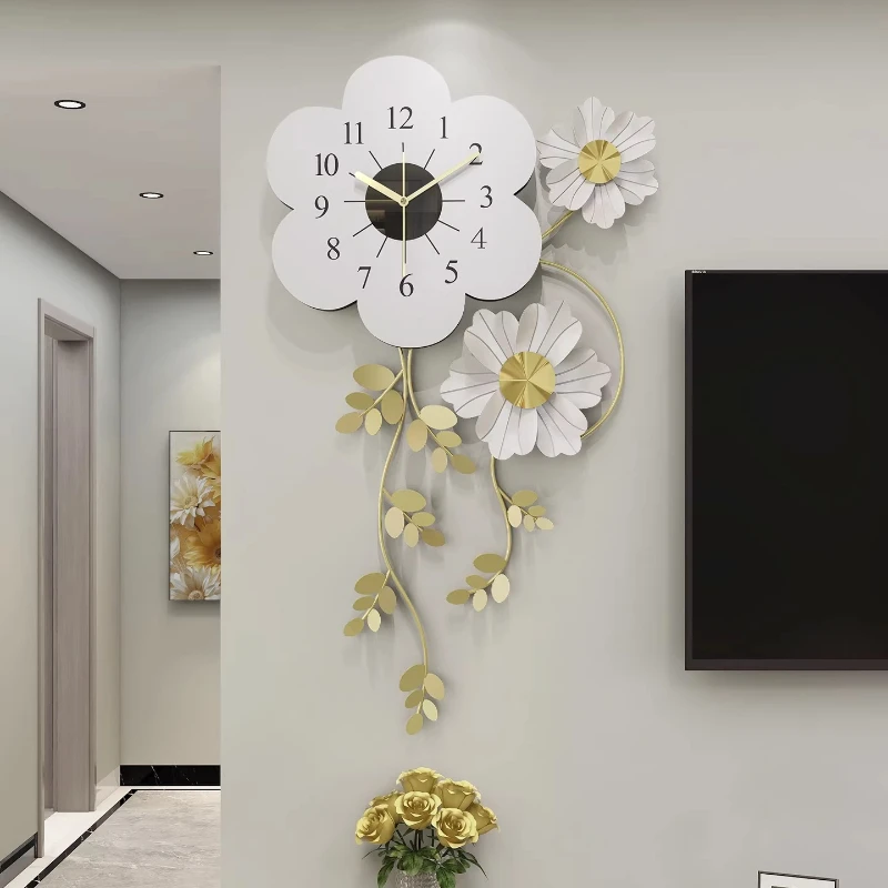 Wall Clock Living Room Light Luxury Sophisticated Minimalist Grand Creative Timepiece Wall Art Ornaments Reloj Pared Grande