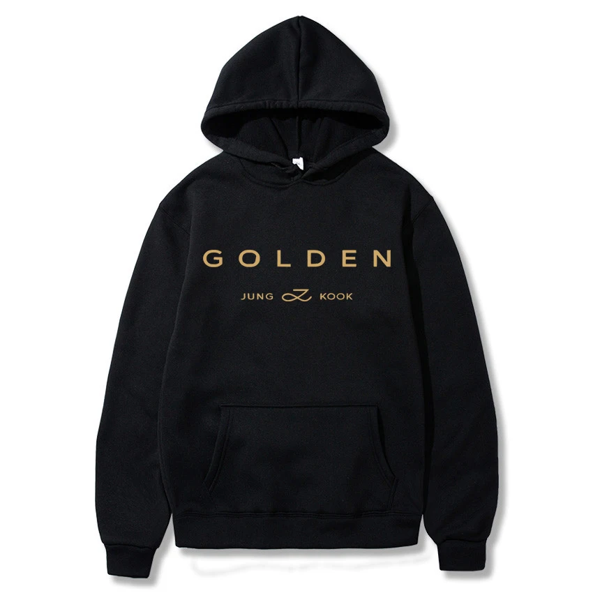 JungKook Golden Hoodie Women Aesthetic Standing Next To You Hoodies Unisex Album Letter Print Golden Pullovers Sweatshirts Korea