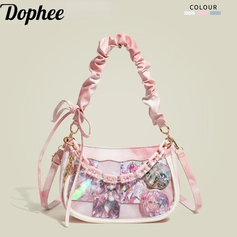 

Dophee Original Women Pink Handbag Chain Bandage Bow Gradient Underarm Bag Sweet Girl Crossbody Bags Party Birthday Gift 2024