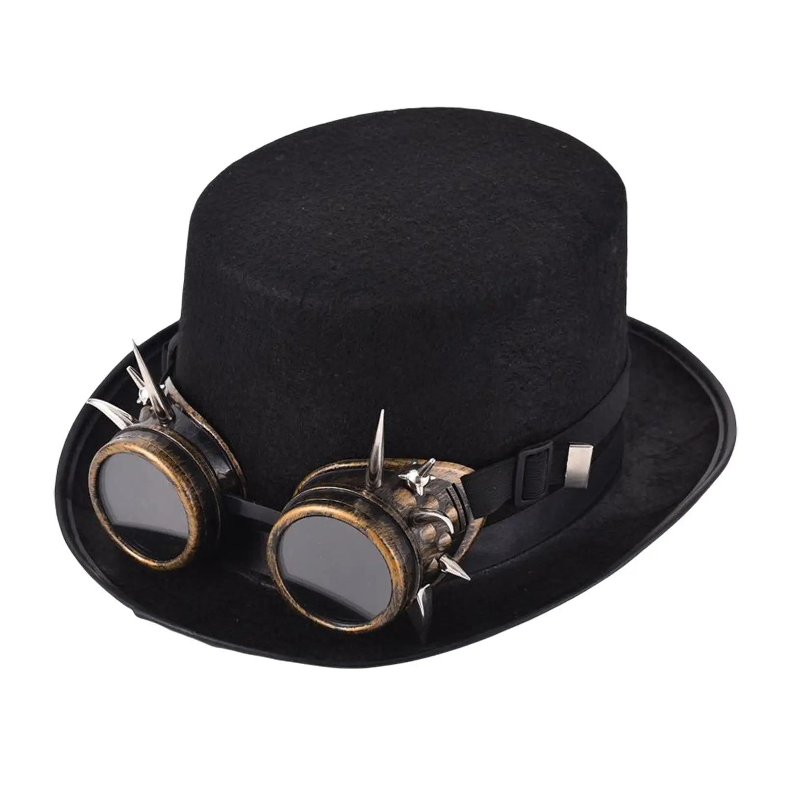 

Black Gothic Top Hat Halloween Costume Steampunk Goggles , Style F