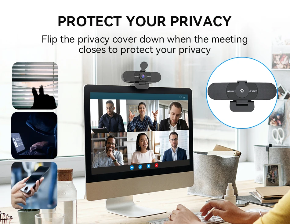 1080p Webcam Full HD Web kamera emeet c960 mit Stativ & Mikrofon Computer kamera mit Ständer für Zoom/Skype/Youtube/Facetime – Detail 10