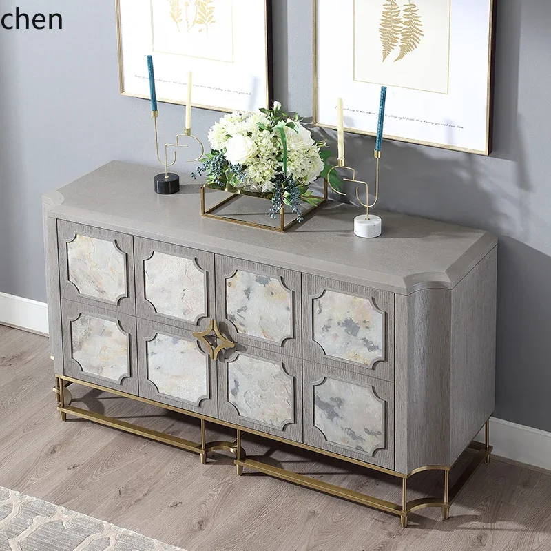 HSN light luxury dining side cabinet modern living room high-end solid wood decorative cabinet storage floor cabinet