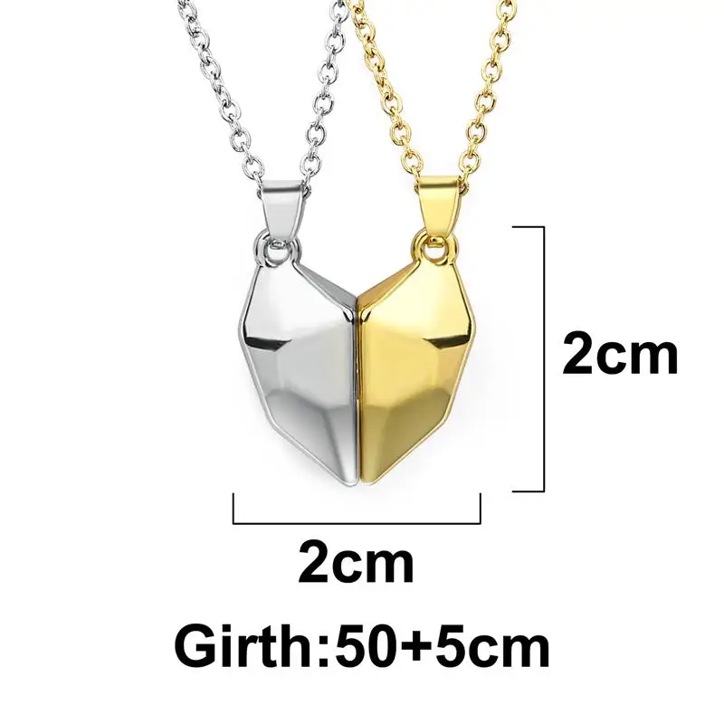 Fashion Magnetic Couple Necklace For Lovers Gothic Punk Heart Pendant Necklace For Men Women Necklaces Party Jewelry Gift