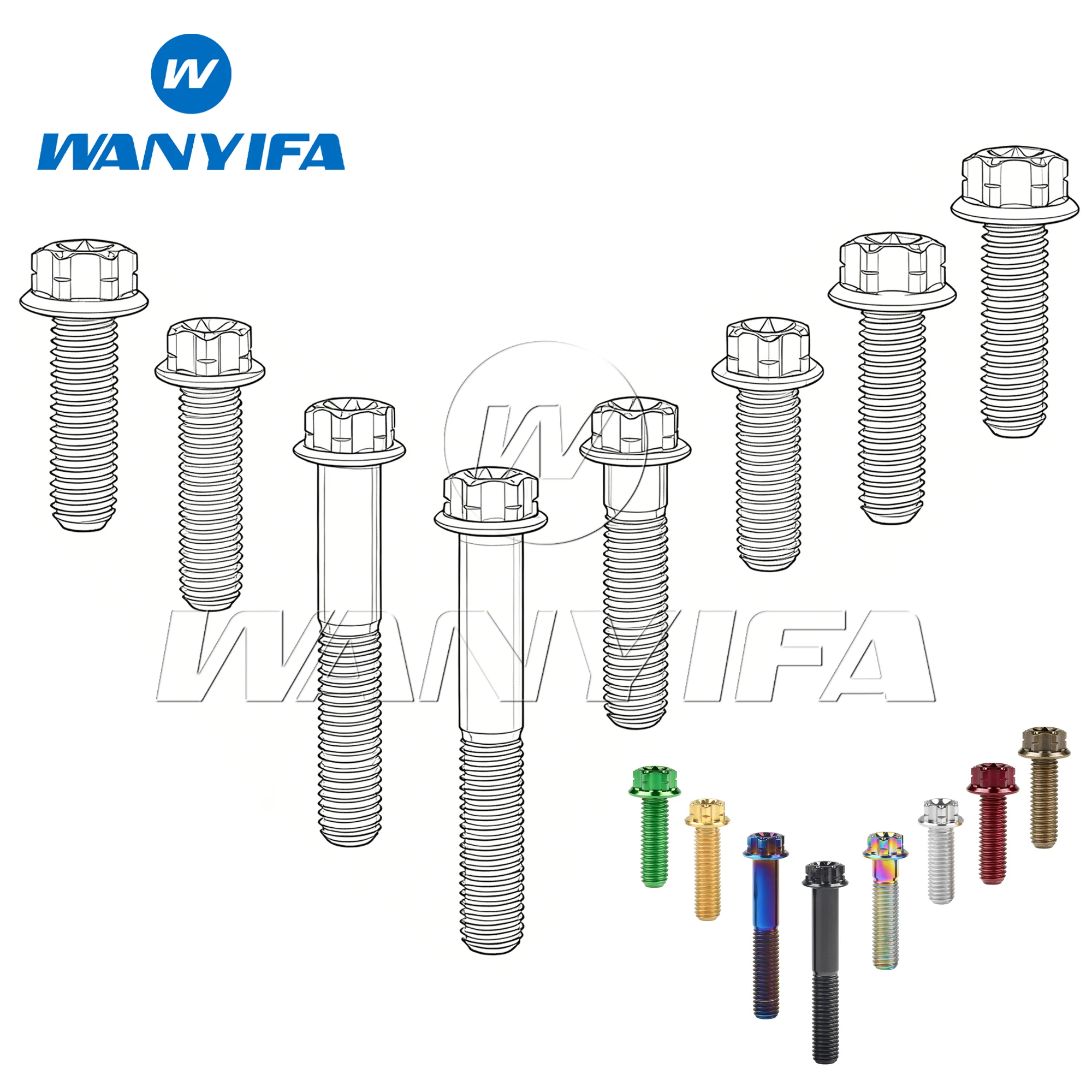 

Wanyifa Titanium Bolt M6/M8x10/15/20/25/30/35/40/45/50/55mm Small Flange Torx Head for Motorcycle Decoration