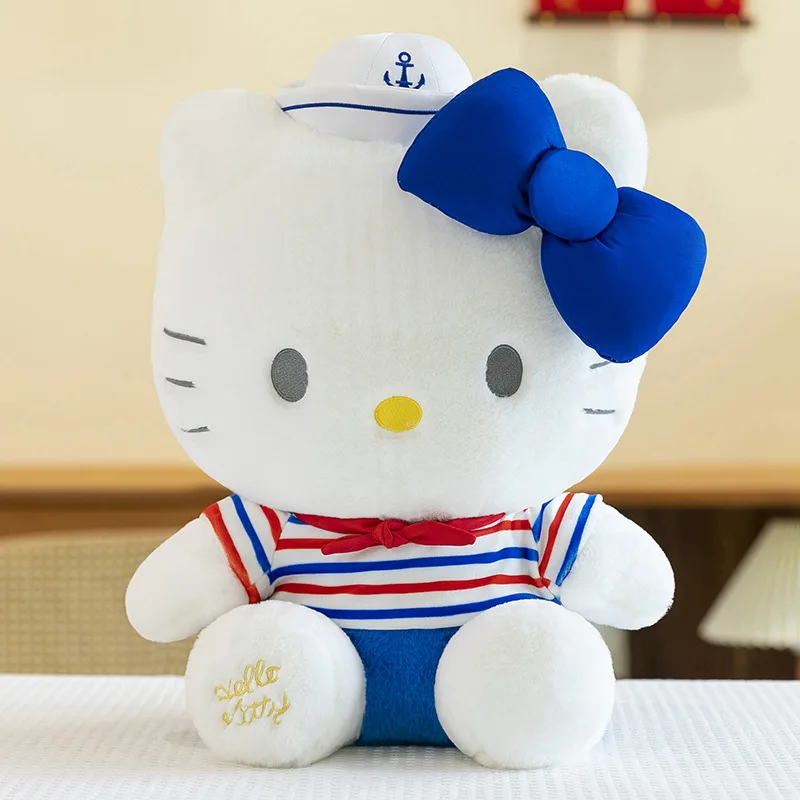 65cm Sanrio Kawaii Hello Kitty Plush Toy Big Size Stuffed Doll for Kids Birthday Xmas Gift Cute Navy Series KT Doll Gift Girls