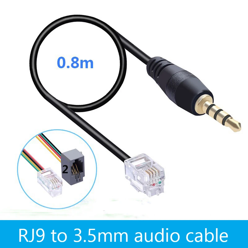 

Telephone Line Male Socket Adapter, Bluetooth Earphone, RJ9 Crystal Head, 4P4C, Mobile Phone Audio Conversion Cable, 3.5mm