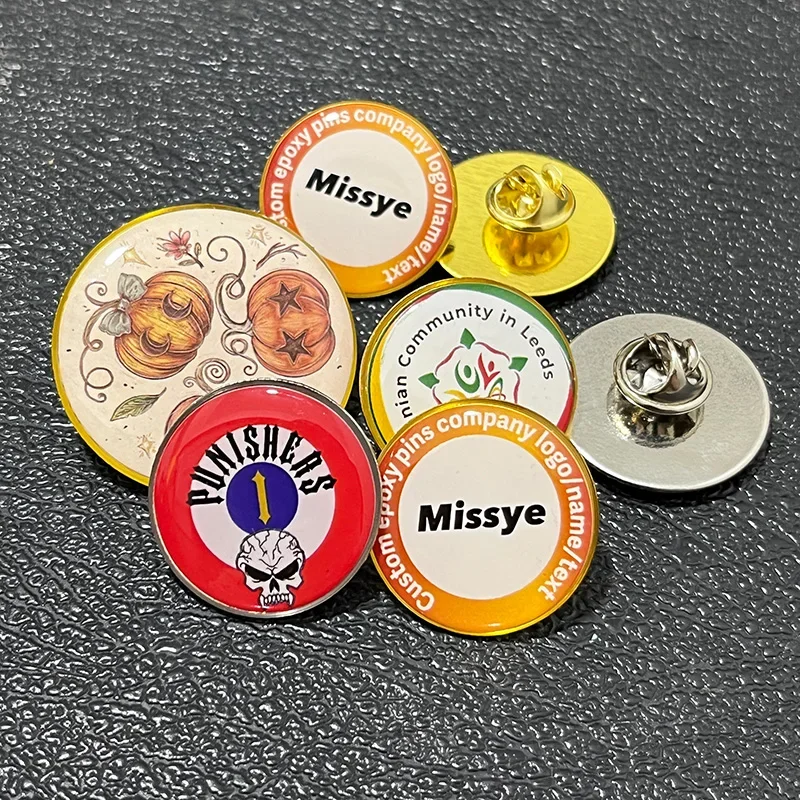 Miss Ye 10pcs/lot epoxy dome pins custom company annual meeting Souvenirs metal badges lapel pins for backpacks значки на сумку