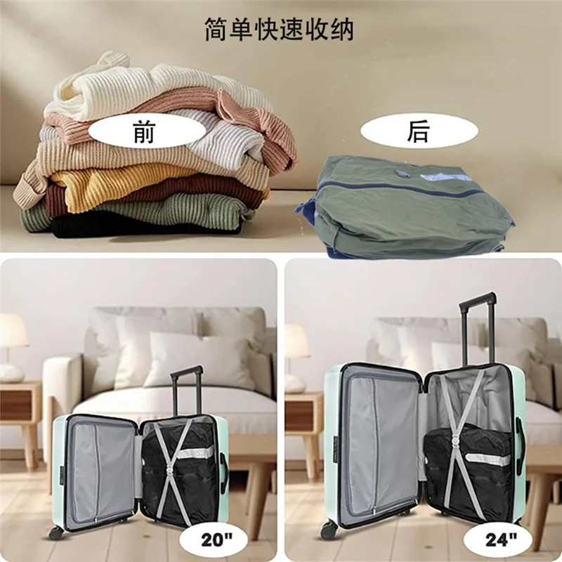 AB66-2 Pcs Vacuum Bags For Travel Reusable Vacuum Compression Bags For Travel For Carry On Suitcases And Backpack