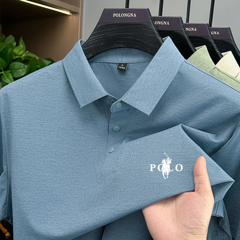 Men's Summer Luxury 100% Cotton Polo Shirt Business Casual Fashionable T-shirt Short Sleeve Printed Collar Breathable Top