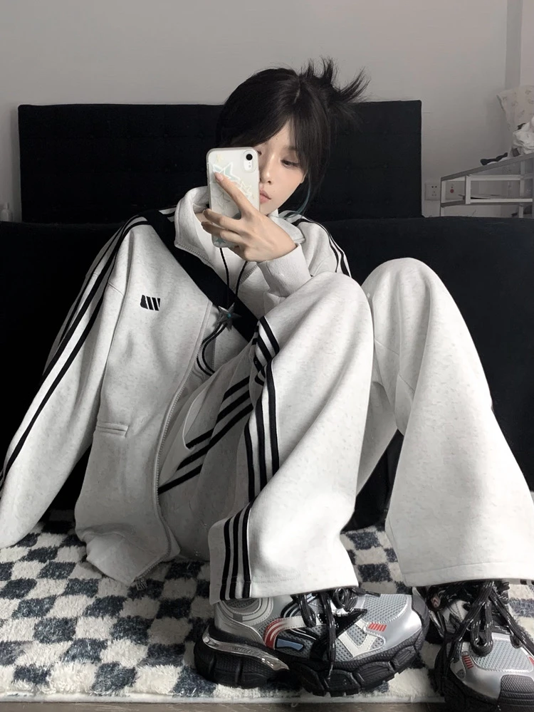 

Корейский спортивный костюм серии Salt: женский свободный модный свитшот и брюки, повседневный комплект из двух предметов для бега, весна-осень