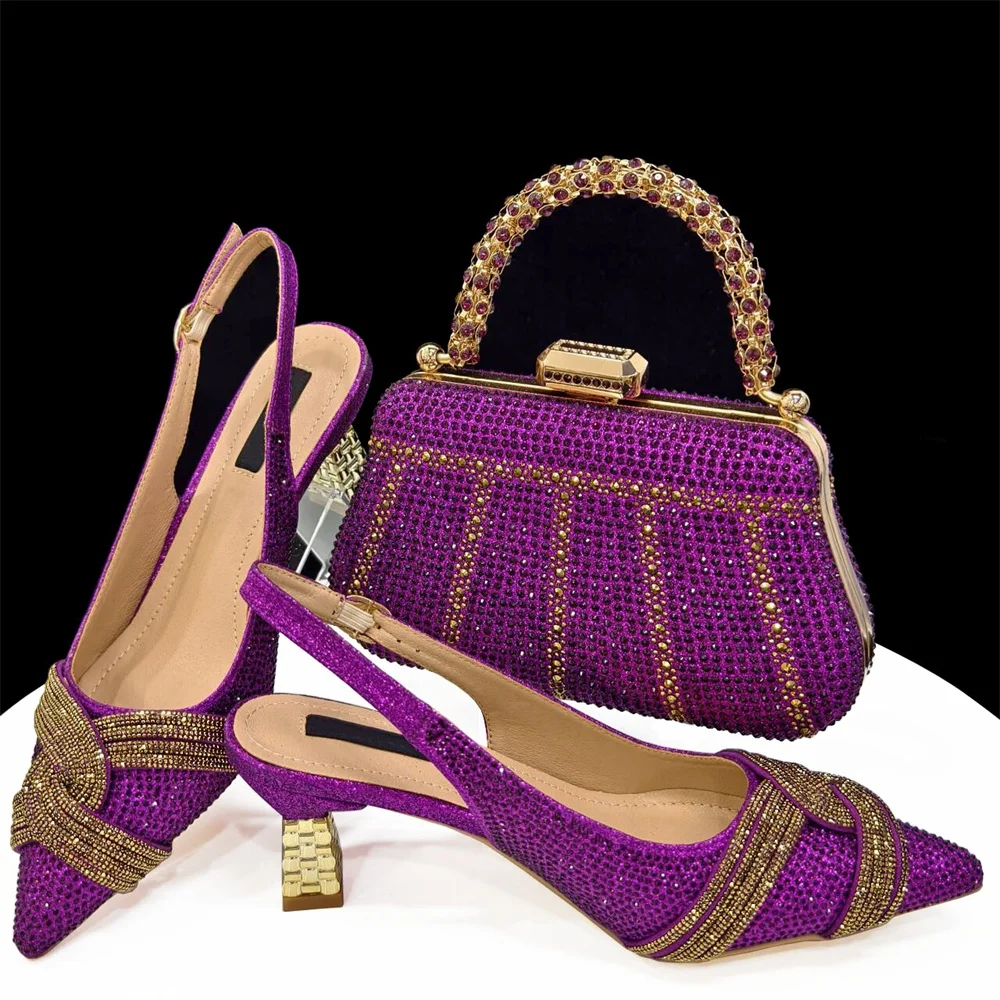 New African Sandal Pumps Shoes And Matching Bag Set Italian Pretty Women High Heels Shoes And Bags To Match For Party Dress