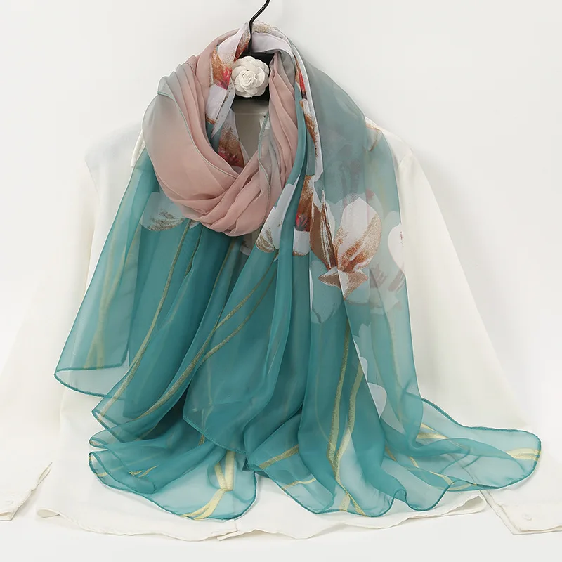 New Women Chiffon Scarf Summer Soft Floral Print Sunscreen Beach Scarves Thin Foulard Viscose Autumn Fashion Female Wrap Shawls