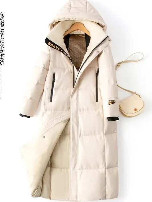 2025 Winter Dames Lange Lederen Jas, Losse Pasvorm, Verdikte Lederen Donsjas, Koreaanse Stijl, Grote Maat, Haining Leder