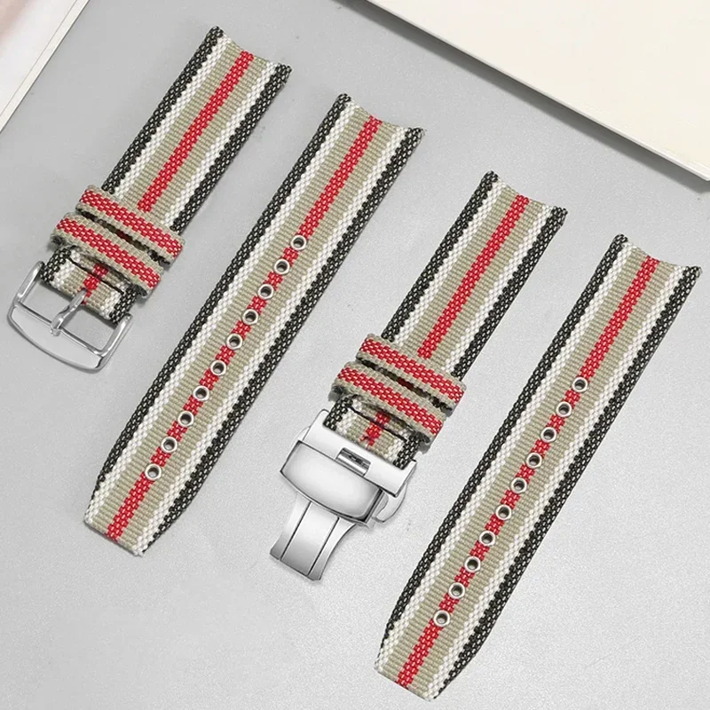 Correa de reloj de nailon para Burberry Omega, Bu7600, 7601, 7602, 7680, accesorios de pulsera de lona de 22mm