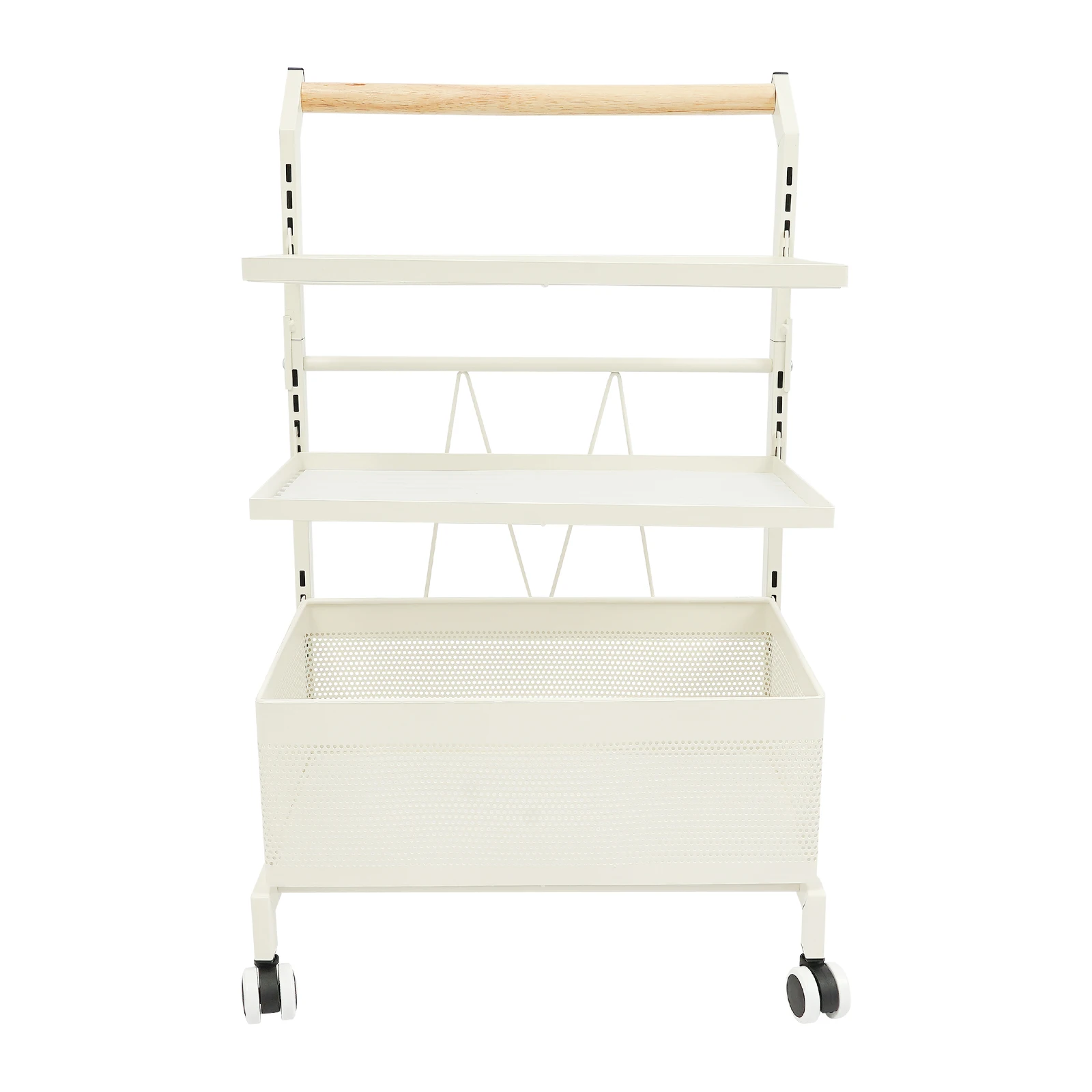 Lagerregalwagen Weiß/Schwarz Rostbeständiger Lebensmittelwagen mit Rädern für Küche/Wohnzimmer/Schlafzimmer/Schlafsaal/Badezimmer – Detail 7