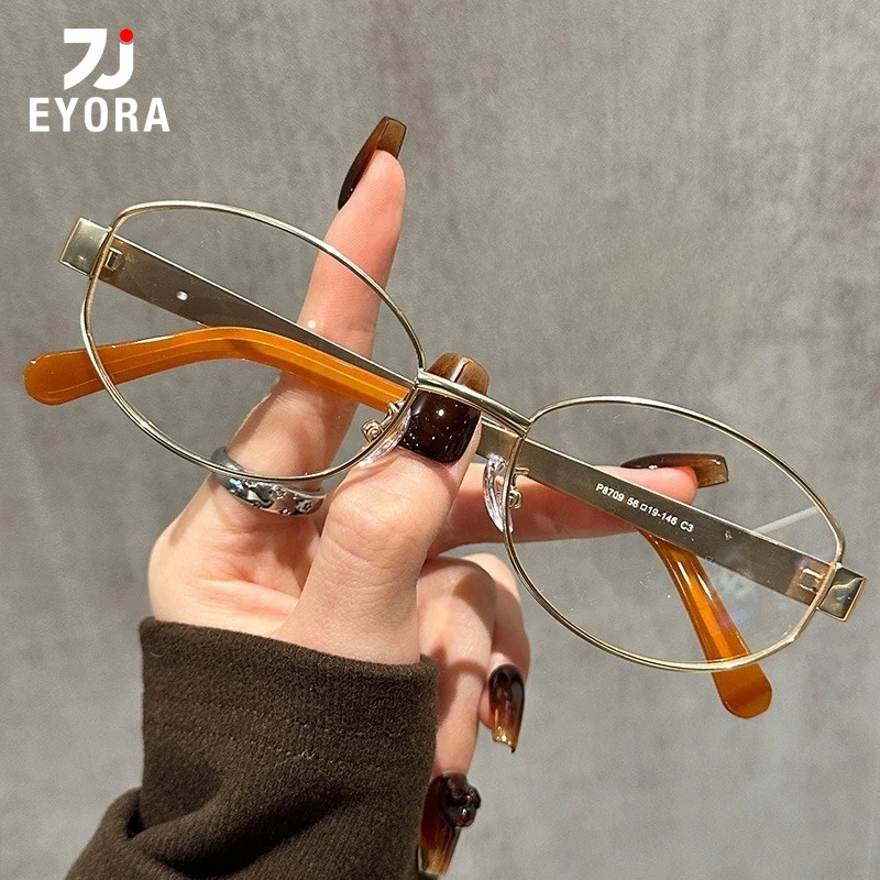 

EYORA Currents Oval Alloy Reading glasses for Women Anti Blue Light Photochromic glasses optical lenses with prescription