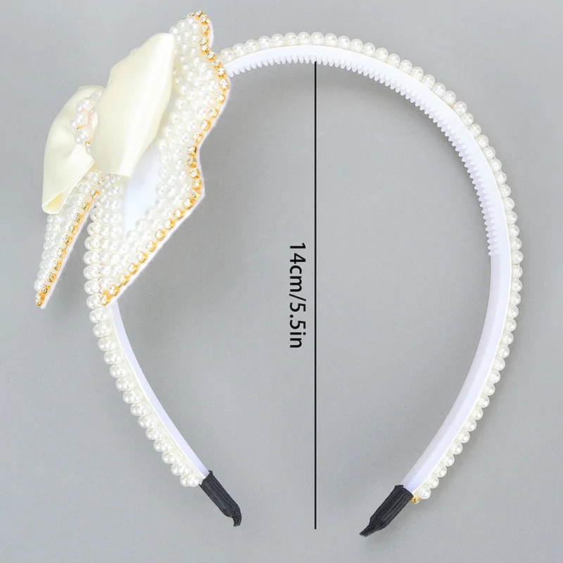 Elegant Pearl Butterfly Hairbands Fashion Rhinestone Bow Headband Ribbon Hair Hoop Headwear Girls Hair Accessories
