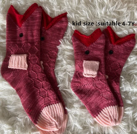 Calcetines de punto de cocodrilo para hombre y mujer, calcetín cálido de invierno, tiburón, pez, camaleón, novedad