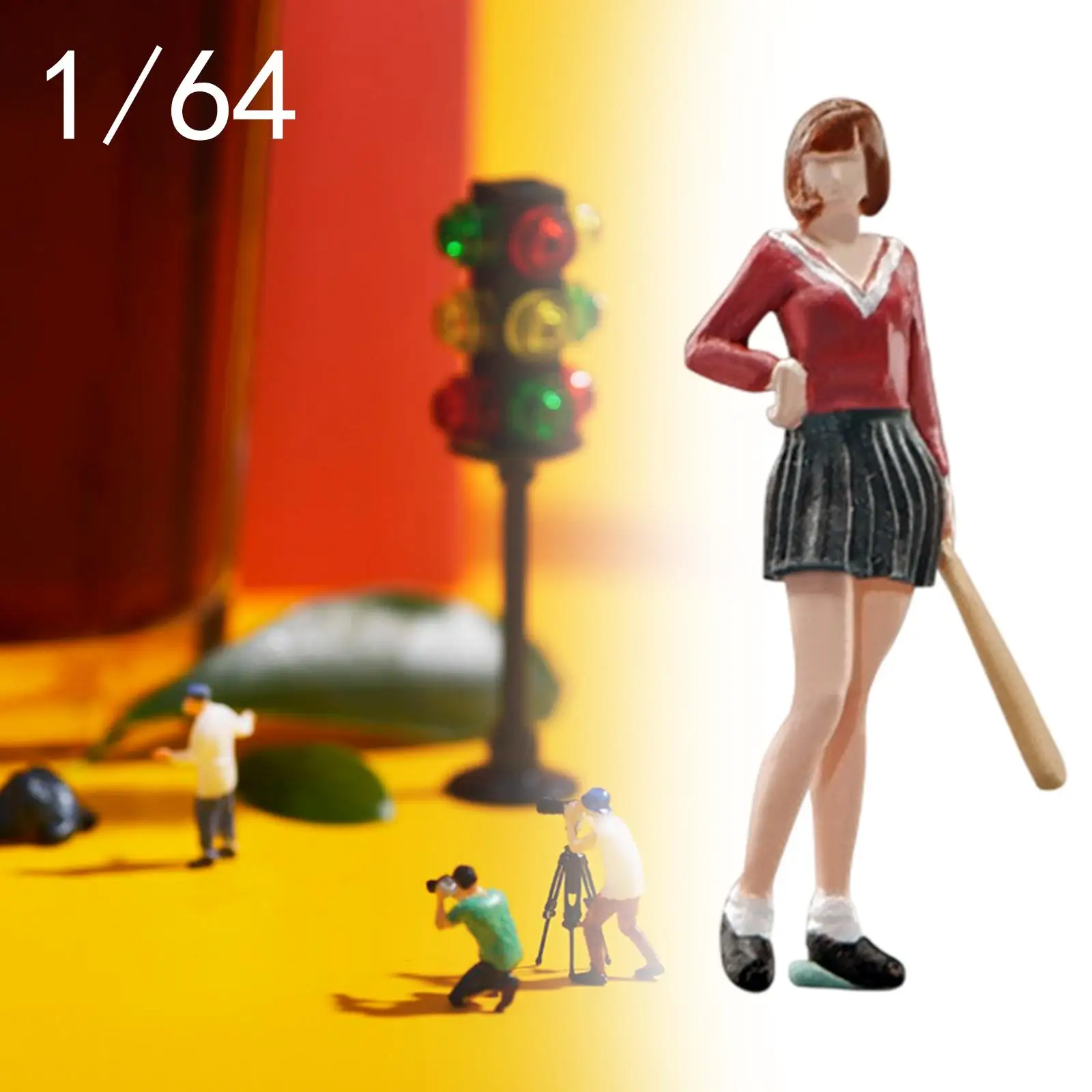 

1/64 Girl Model Tiny People Model, Stimulated Resin People Figure, Layout Character Model for Train Layout Micro Landscape