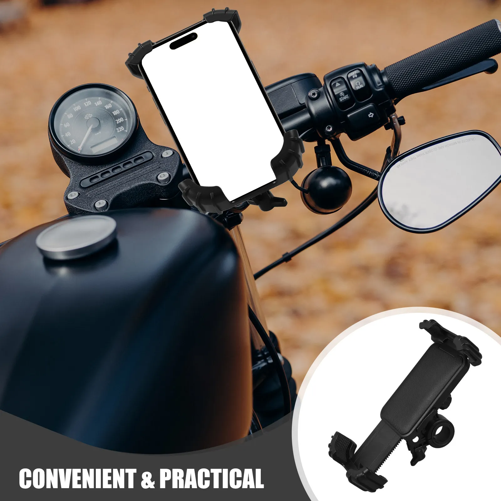 

Motorcycle Phone Holder Robust Adjustable Clamp Mount for Motorbike Handlebar Hands-Free GPS Music Call Use All Terrain Riding