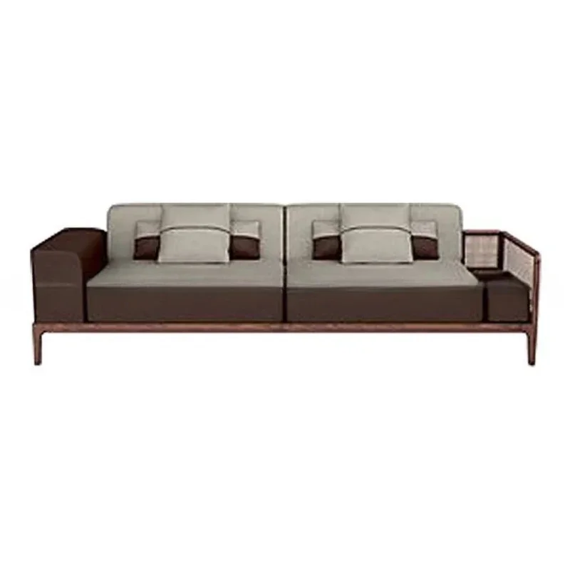 Solid wood double so fa corn er clu b ho tel villa living roo m model ro om multi-person