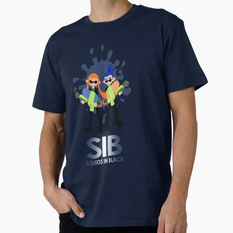 Squids in Black Cute Splatoon Gift T shirt for man Large size Tops Anime Videogame Graphic Print Y2k Clothes Cartoon Tee