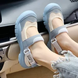 Woman Flat Sandals Beach Outdoor Casual Fashion Women's Breathable Summer Thick Casual Soft Sole Shallow Sports Canvas Shoes