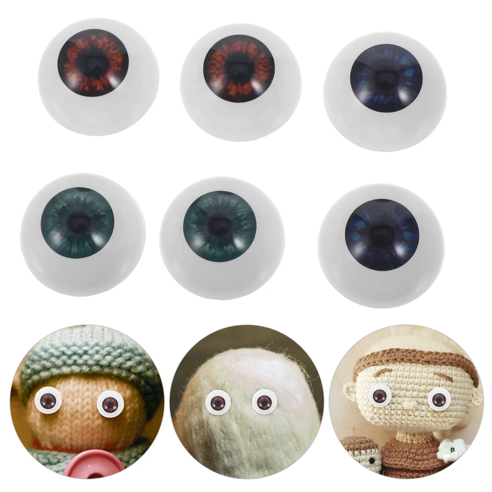 

3Pairs Acrylic Half Eyeballs Realistic Craft Eyeballs Halloween Horror Props Cosplay Mask Puppet Bear Crochet Animal Amigurumi