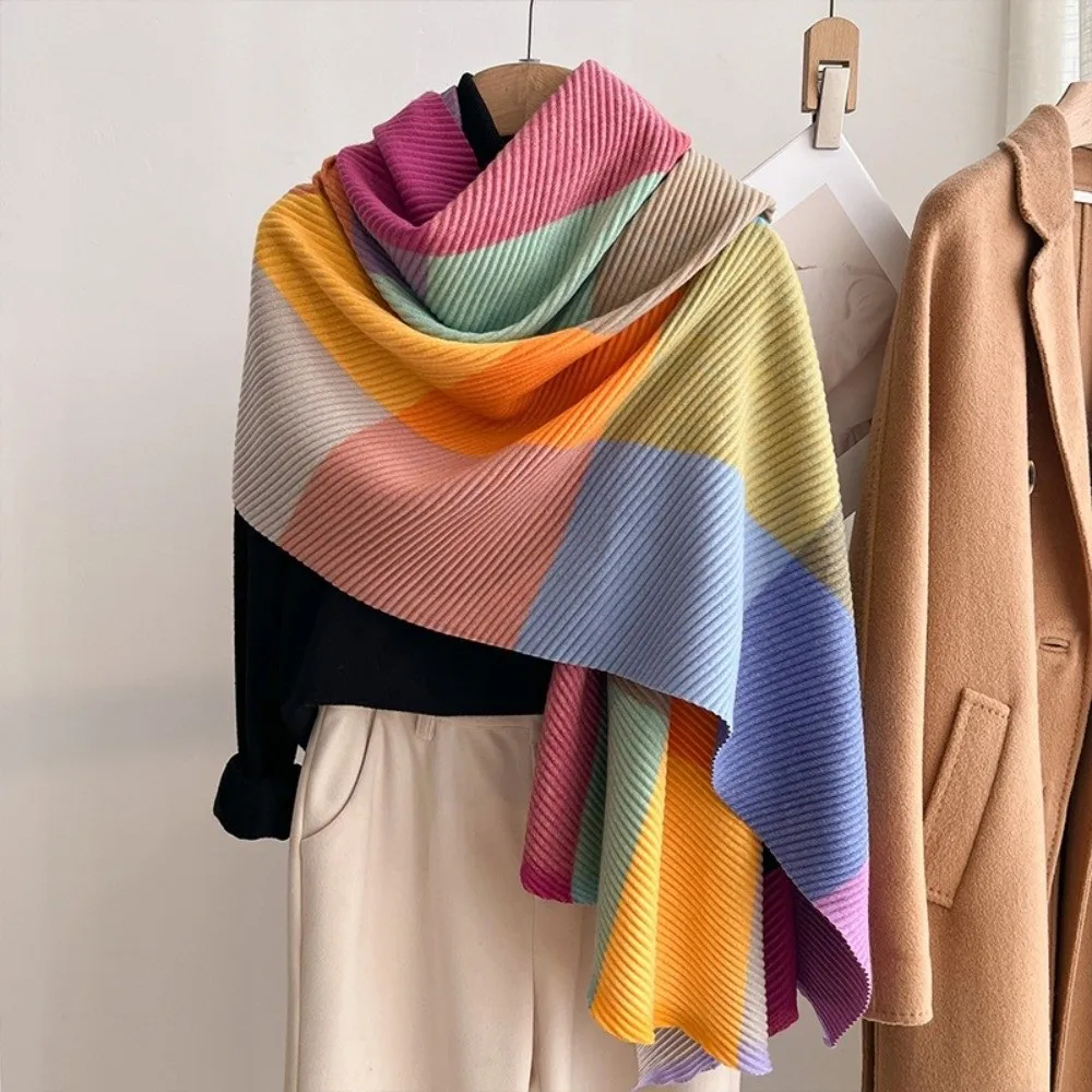 

Fashion Multi-Colored Scarf Shawl Windproof Thickned Keep Warm Blanke Cold Proof Pashmina Women