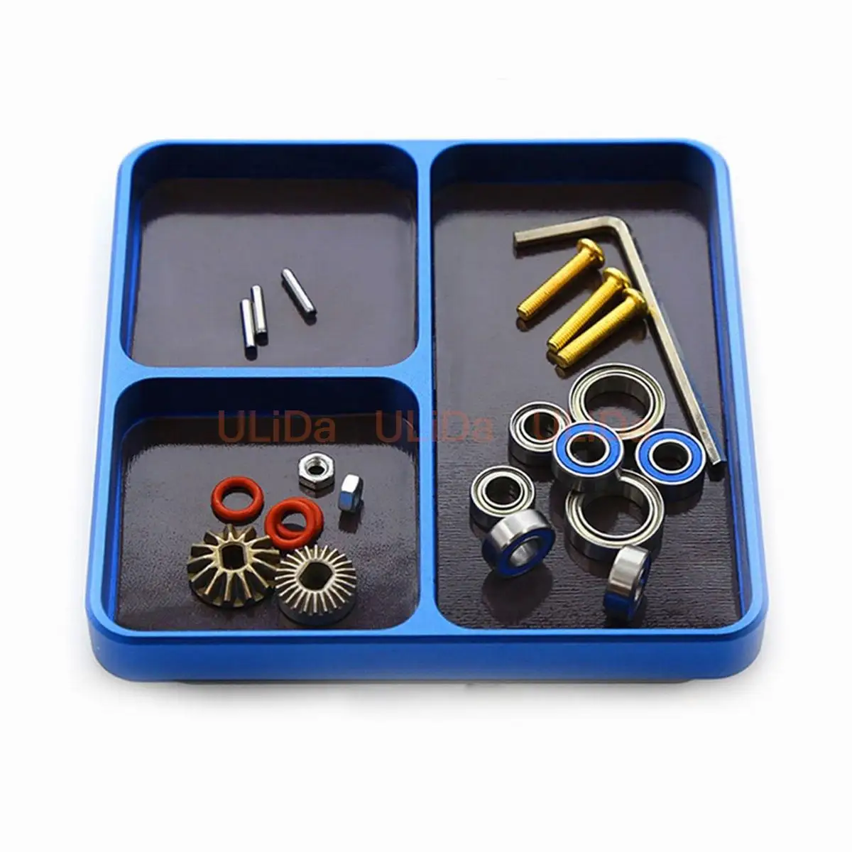 Vassoio per viti magnetico Piatto in alluminio Ciotola Bullone Dado Organizzatore Bit Storage Mini Piastra Parte Scatola RC RC Auto Barca Modello Riparazione del telefono