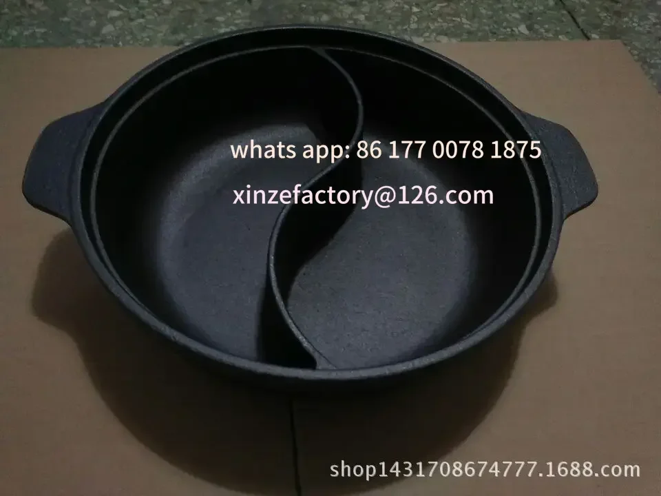 Imagen 6: Olla caliente antiadherente de estilo chino, olla doble holandesa de hierro fundido grueso personalizable, adecuada para varios estufas, artículos para el hogar
