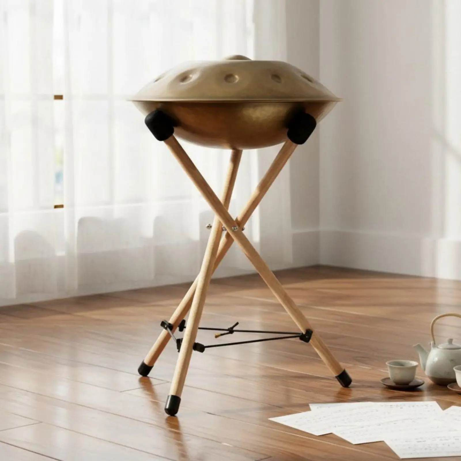 Handpan Stand Stable Triangular Structure Tongue Drum Bracket Solid for Home Practice, Performance, Studio