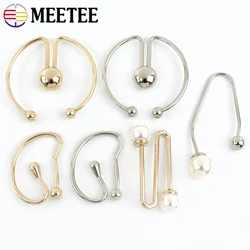 2/5/10Pcs Meetee Metal Buckle U-shaped Detachable Dress Shirt Collar Decorative Clasp Irregular Spiral Button Clothing Accessory