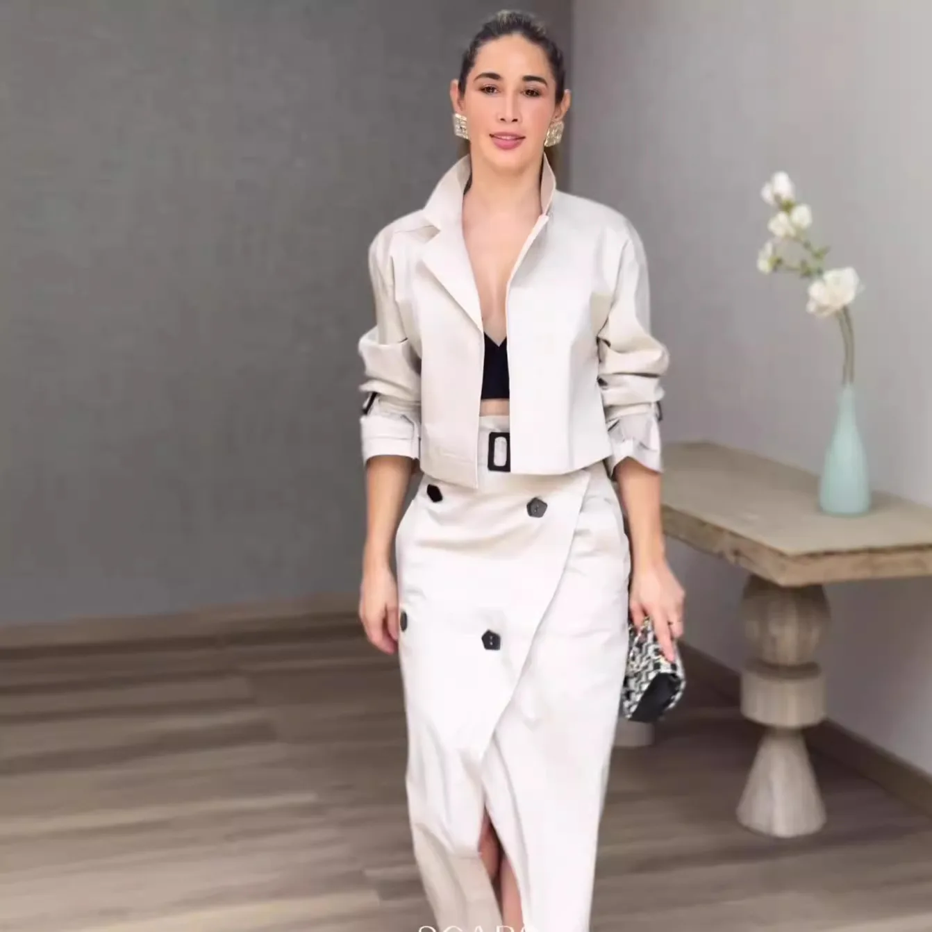 

Spring Casual Jacket Tops And Irregular Skirt Two Pieces Sets Fashion Office Elegant Working Equipment Lace Skirts Outfits White