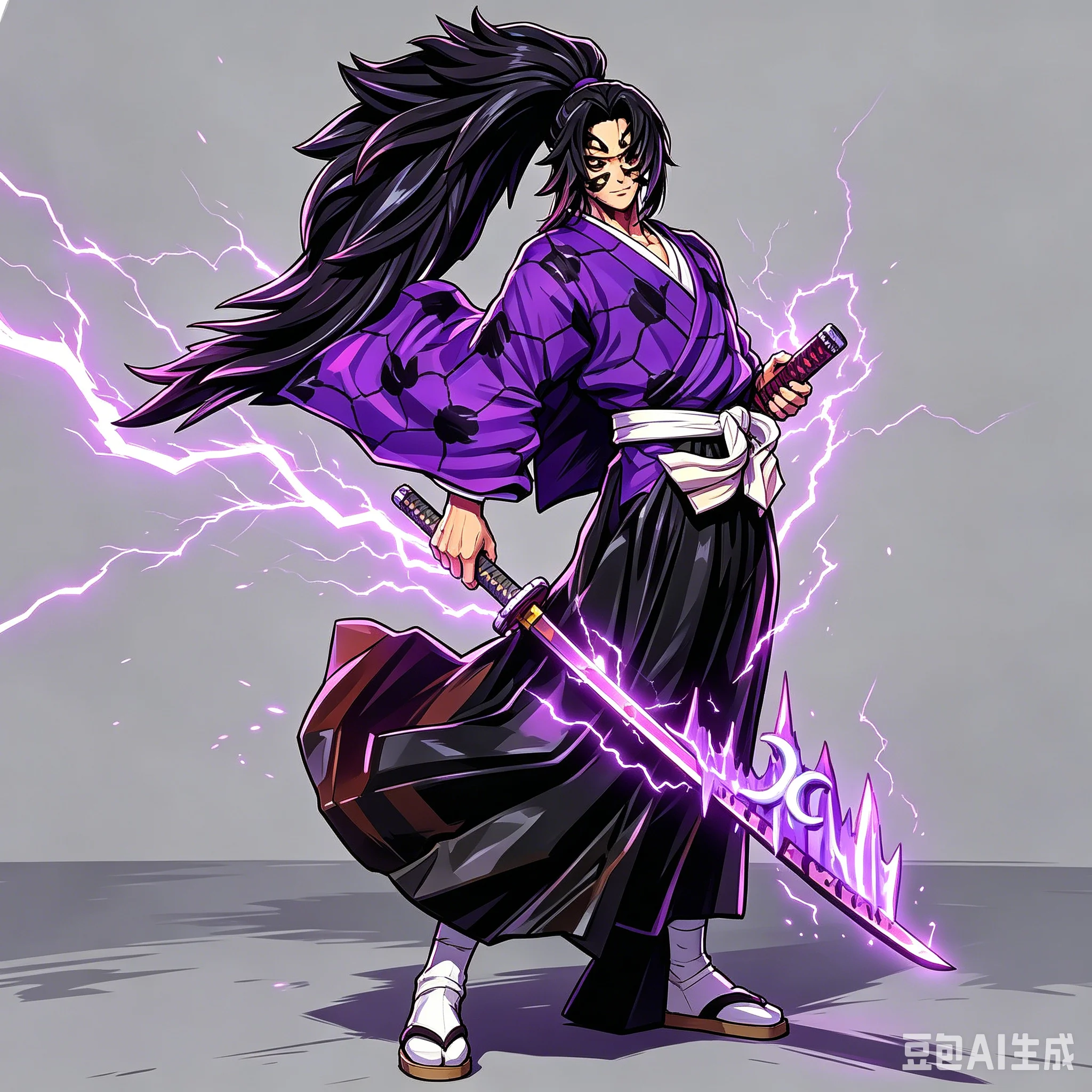 24cm/9,4in Demon Slayer Kokushibo Anime-Figur Kimetsu no Yaiba PVC-Actionfigur Modellstatue Sammlerstück Schreibtischdekoration Otaku-Spielzeug Geschenk