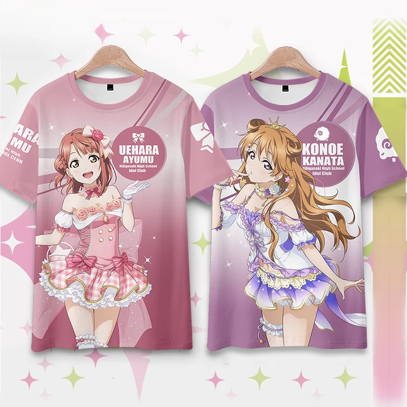 Love Live! Nijigasaki High School Idol Club 3D Print T Shirt Women Men Konoe Kanata Uehara Ayumu Cosplay Graphic Tees Streetwear