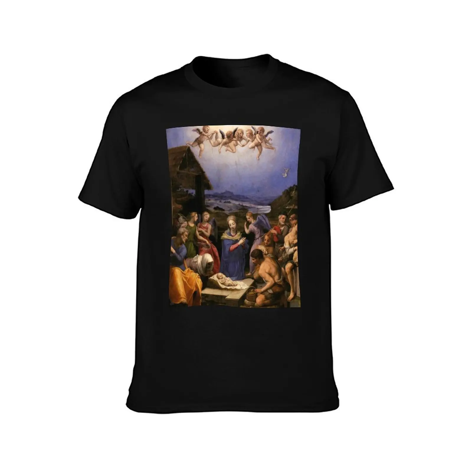 Christmas A depiction of the Nativity of Jesus T-Shirt Utility Work Short Sleeve Top