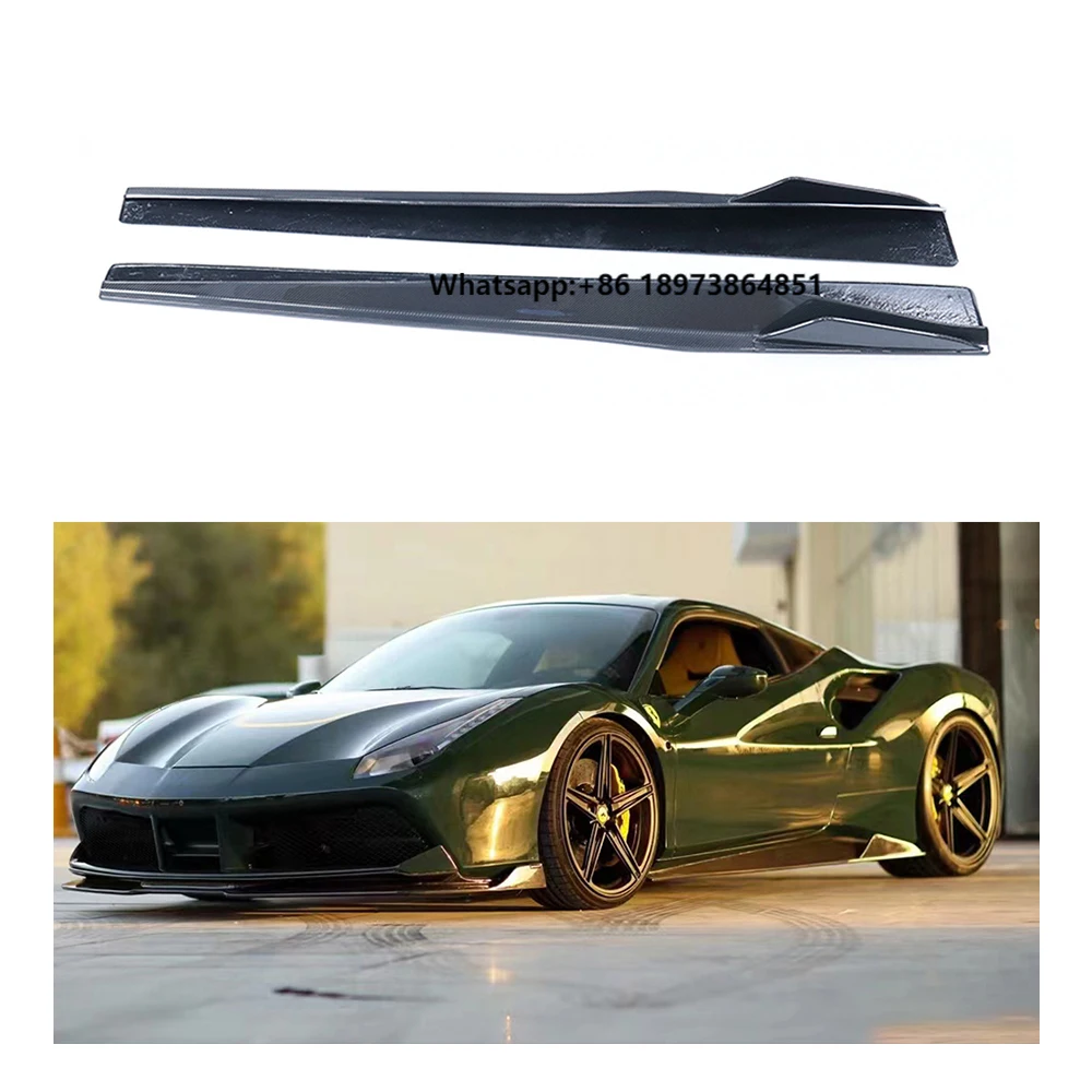 

100% Wet Carbon Fiber V-Style Side Skirts Bodykit for New for Ferrari 488 GTB