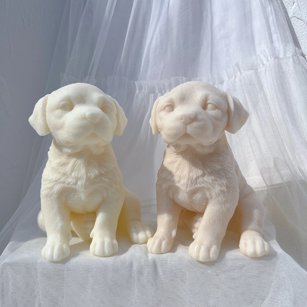 Labrador Puppy Dog Candle Mold Animal Puppies Soy Wax Silicone Mould Dog Lover Home Decor