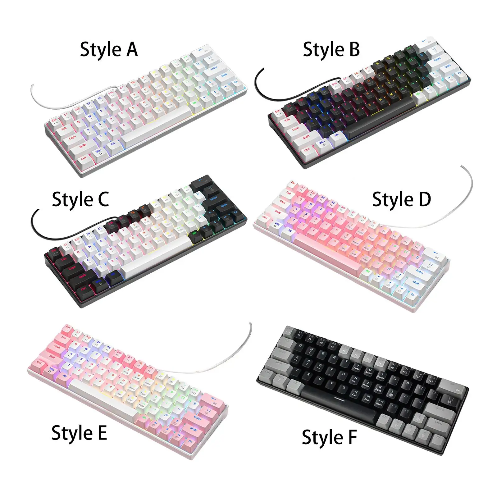 USB Wired Mechanical Keyboard Ergonomic Angle Portable USB Computer Keyboard
