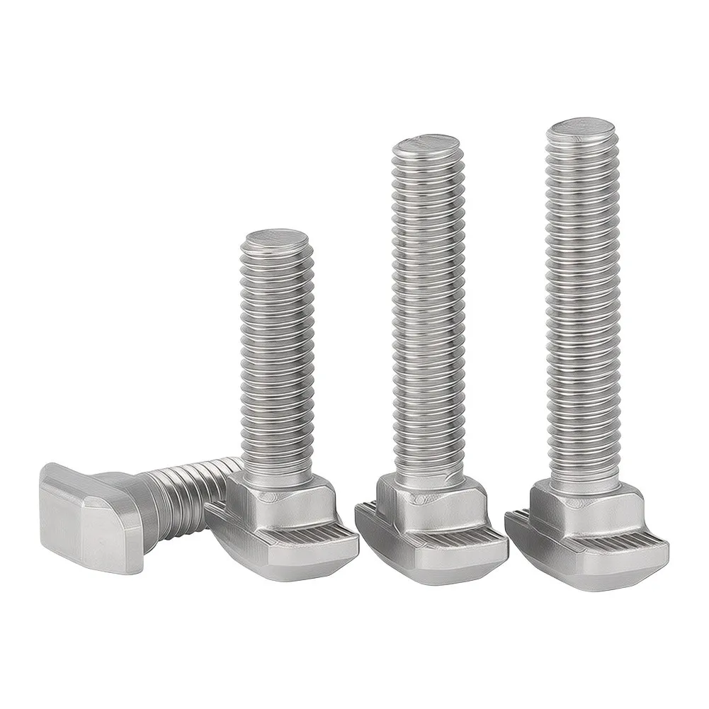 Nickel Plated Hardware M5 T-Slot Bolts Resists Slippage Deep Spiral Threads Nickel Plated T-Slot Bolts T-Slot Bolt
