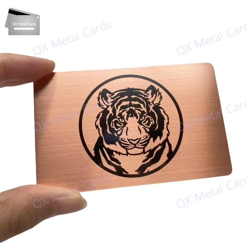 

Custom Brushed Antique Copper Metal Business Cards Stainless Steel VIP Membership Cards Red Copper Metal Card Personalized Logo