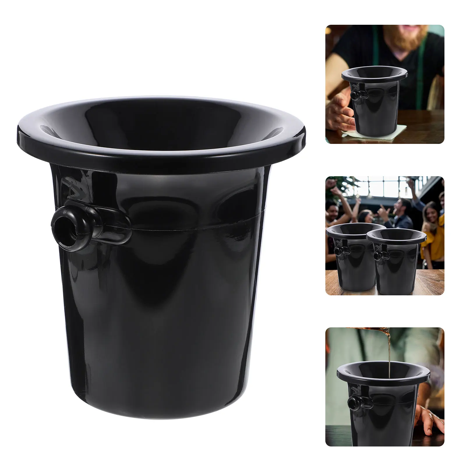 

3Pcs Wine Tasting Spittoons Black Round Mouth Creative Design Ideal for Parties Wine Dump Bucket Ice Bucket Beverage Tub
