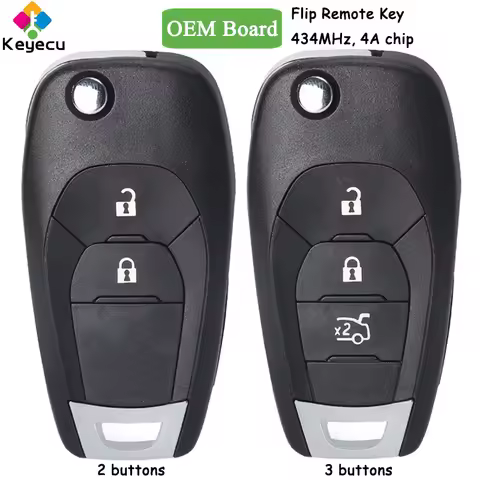KEYECU OEM Board Flip Remote Car Key Fob 2 3 Buttons 434MHz 4A Chip for Chevrolet Trax Spark Sonic 2021 2022, Cruze 2019 2020