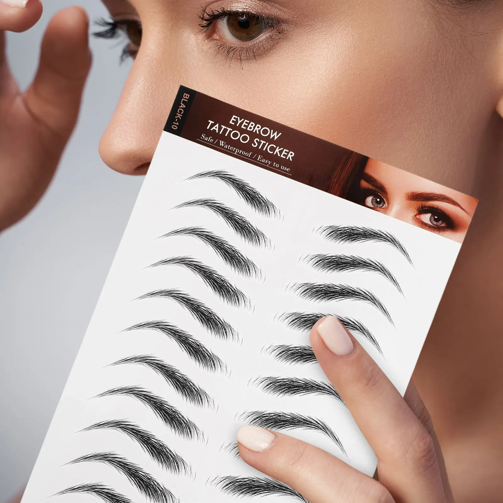 6 Sheets Waterproof Eyebrow Stickers Realistic 6D Tattoo Transfer Simulation Peel Off Fake Eyebrow Temporary Grooming Shaping